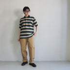 [SCYE BASICS] Striped Cotton Pique Polo Shirt