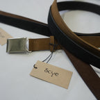 [Scye] Suede Touch Leather Box Buckle Belt