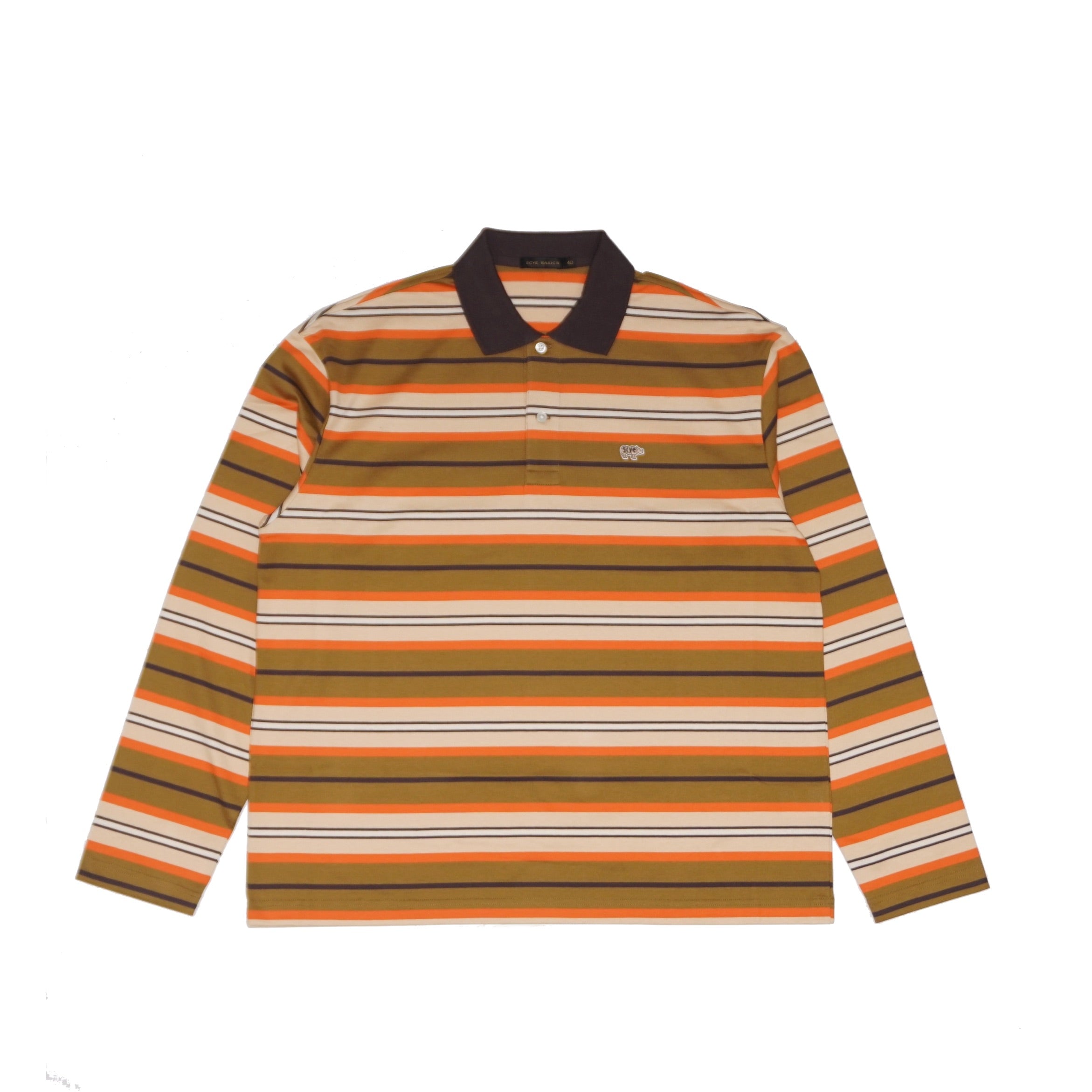 [SCYE BASICS] Multi Striped Cotton L/S Polo Shirt