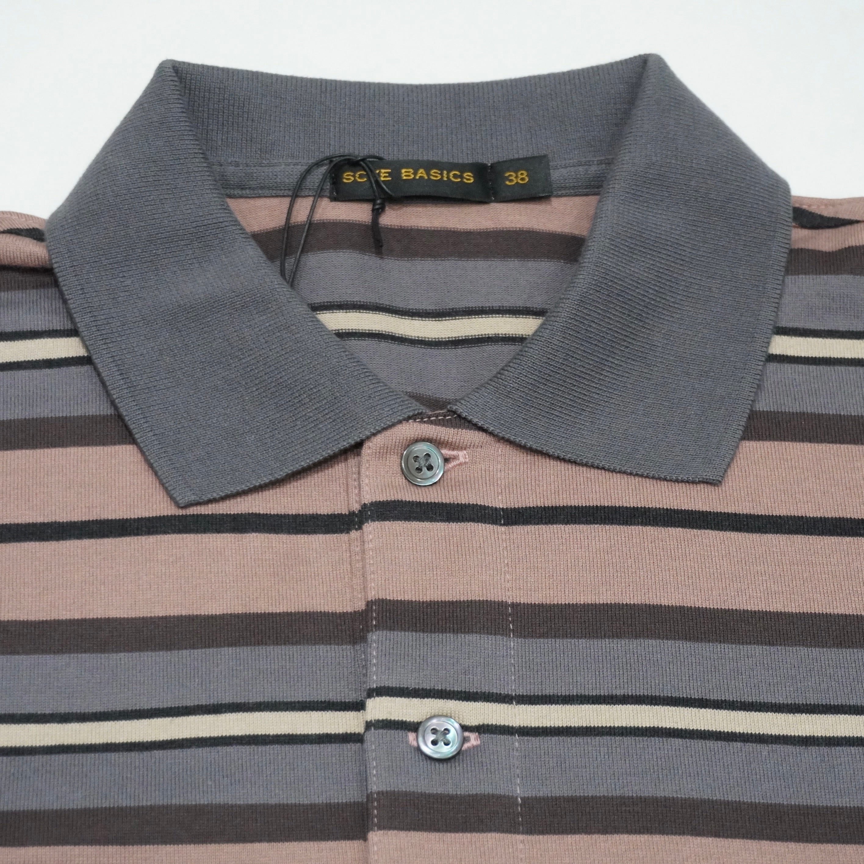 [SCYE BASICS] Multi Striped Cotton L/S Polo Shirt