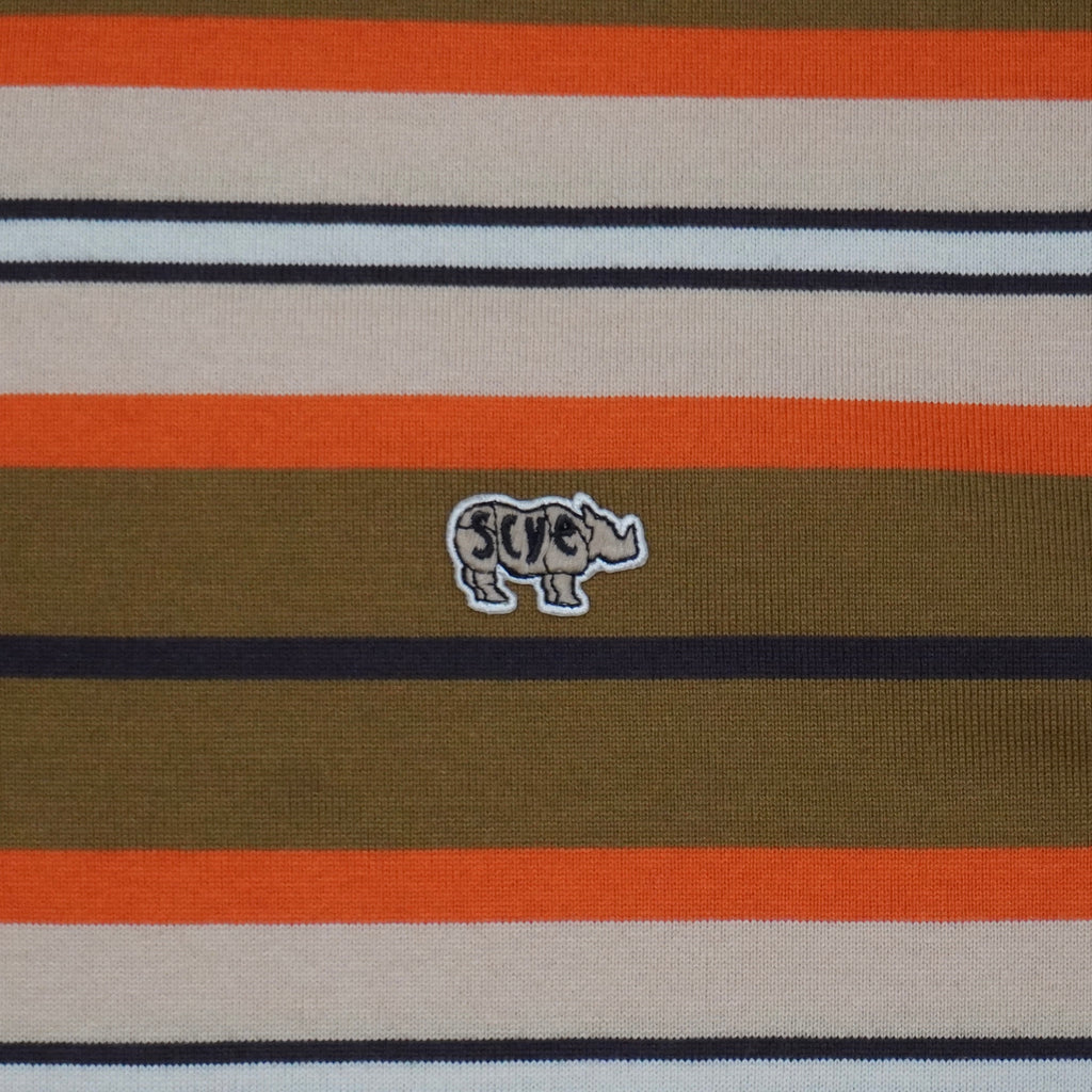 [SCYE BASICS] Multi Striped Cotton L/S Polo Shirt