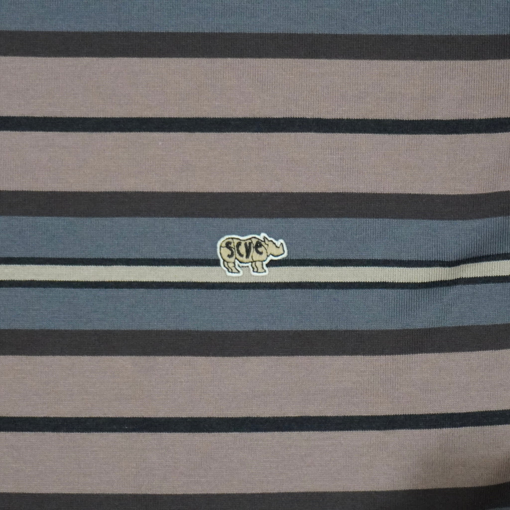 [SCYE BASICS] Multi Striped Cotton L/S Polo Shirt