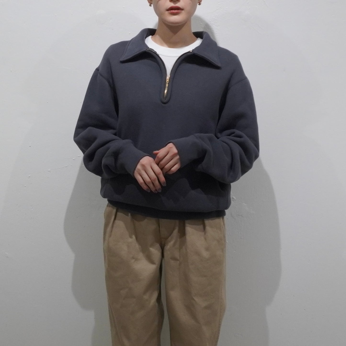 [SCYEBASICS] Fleece Back Jersey Half Zip Pullover SCYEBASICS Fleece Back Jersey Half Zip Pullover