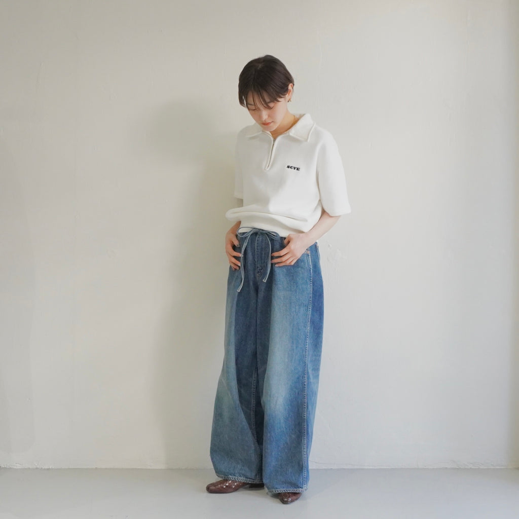 [SCYE] Womens Tubular Loop Back Terry Logo Half Zip Pullover