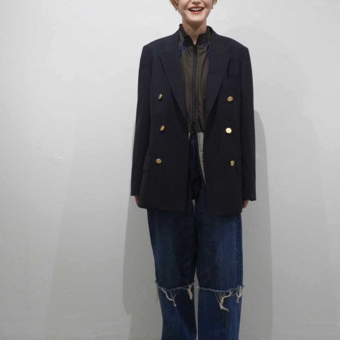 [LENO] DOUBLE NAVY BLAZER リノ ダブル ネイビー ブレザー アウター - #shop_name #アパルティール# #名古屋# #セレクトショップ#