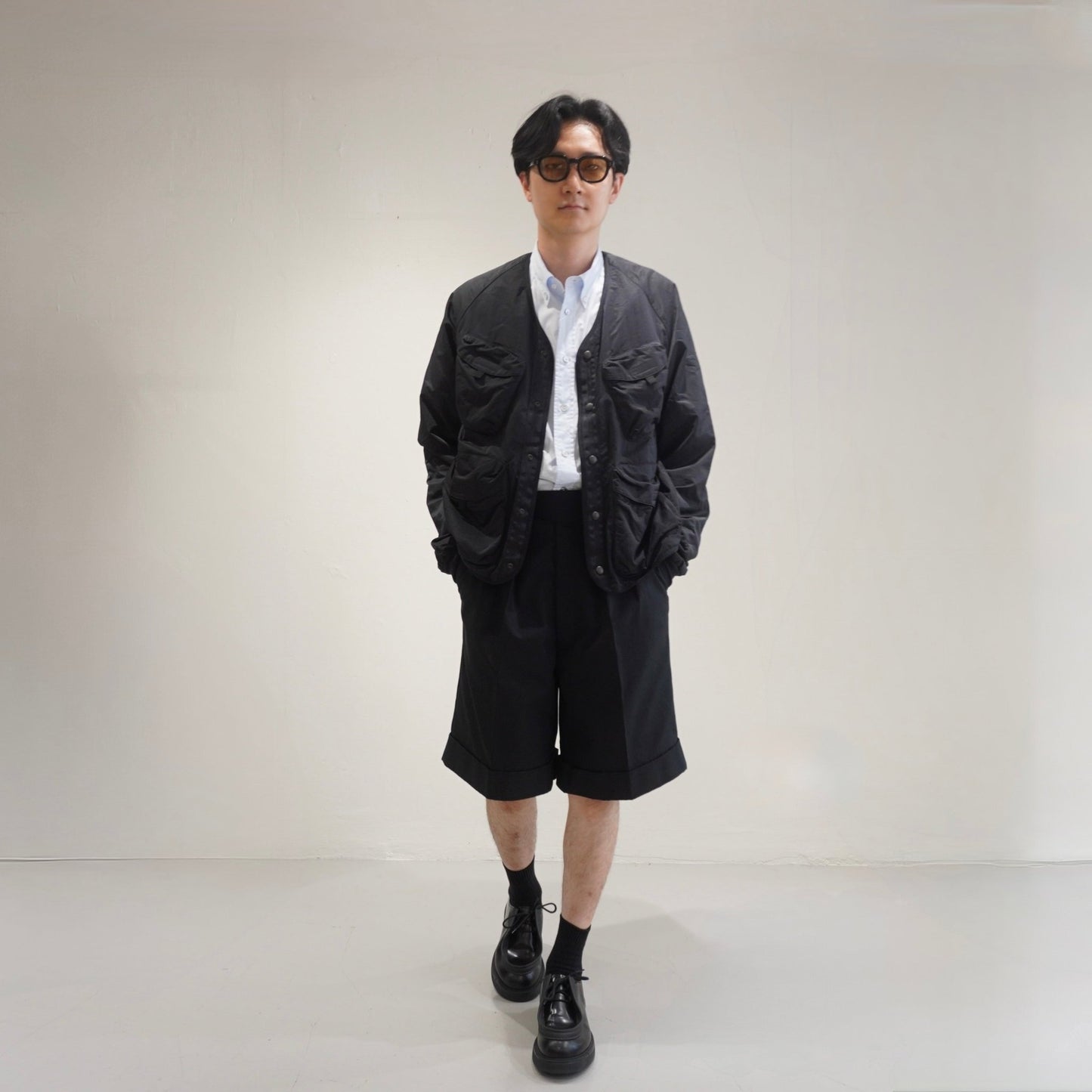 [Scye] High Multi Taslan Nylon Twill Collarless Jacket ハイマルチタスラン ナイロンツイル カラーレスジャケット - apartir Online Store アパルティール セレクトショップ