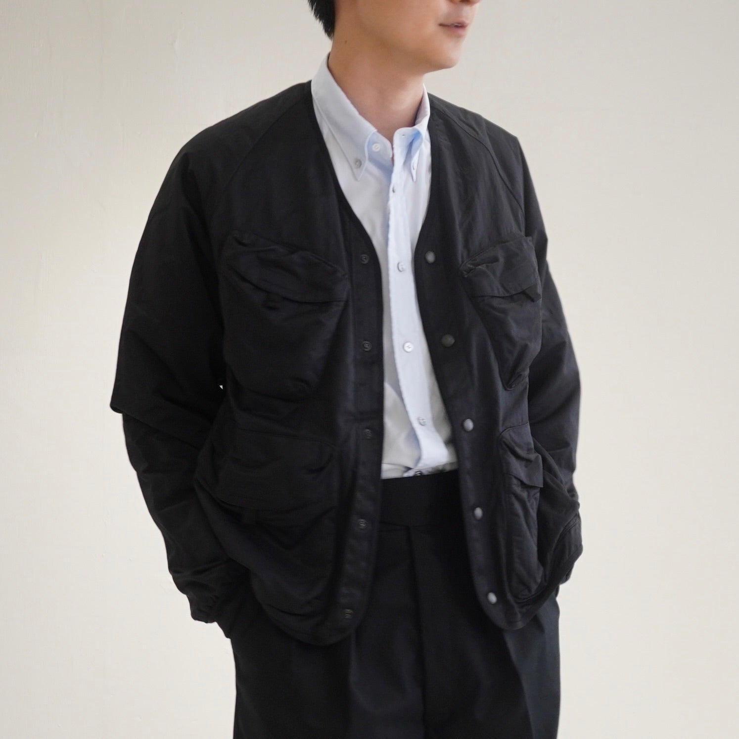 [Scye] High Multi Taslan Nylon Twill Collarless Jacket ハイマルチタスラン ナイロンツイル カラーレスジャケット - apartir Online Store アパルティール セレクトショップ