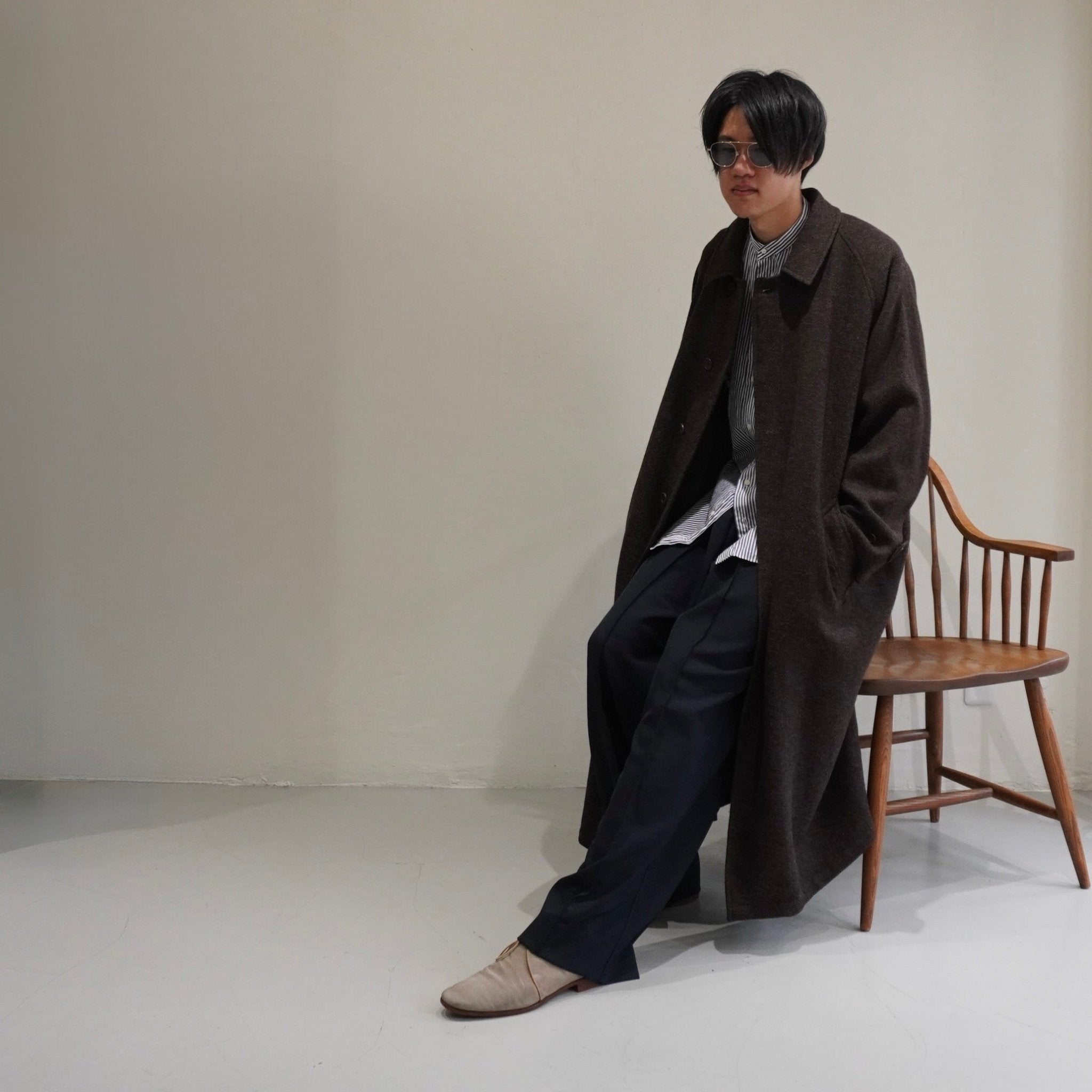 [SCYEBASICS] Shetland Herringbone Tweed Balmacaan Coat サイ シェットランド ヘリンボーン バルマカーンコート - apartir Online Store アパルティール セレクトショップ