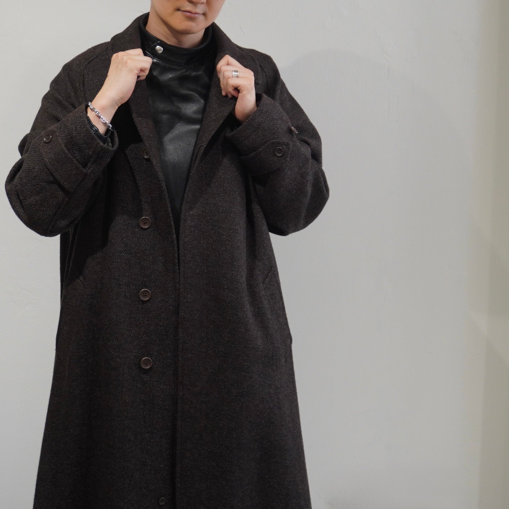 [SCYEBASICS] Shetland Herringbone Tweed Balmacaan Coat サイ シェットランド ヘリンボーン バルマカーンコート - apartir Online Store アパルティール セレクトショップ