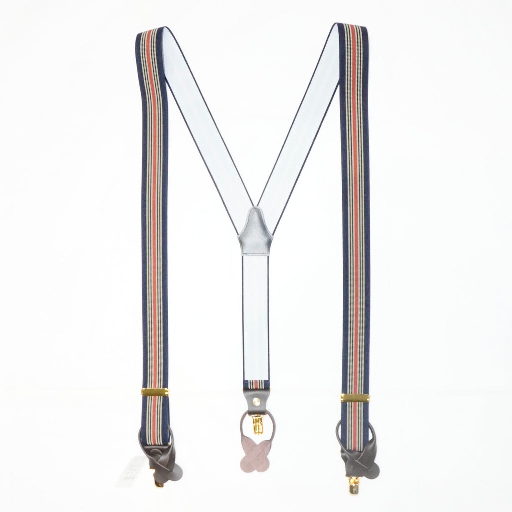 [APARTIR TAILOR] SUSPENDERS REGIMENTAL PATTERN BEIGE×PINK×NAVY - apartir Online Store アパルティール セレクトショップ
