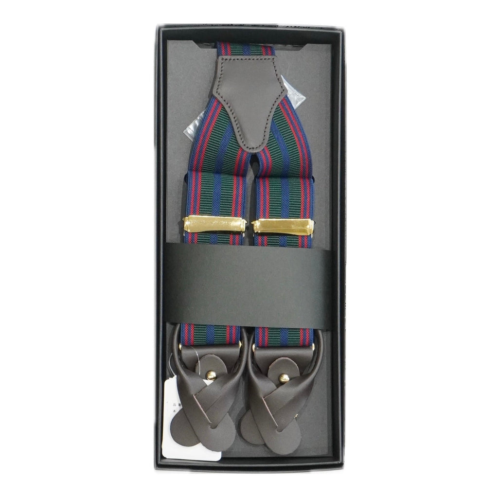[APARTIR TAILOR] SUSPENDERS REGIMENTAL PATTERN GREEN×PINK×NAVY - apartir Online Store アパルティール セレクトショップ