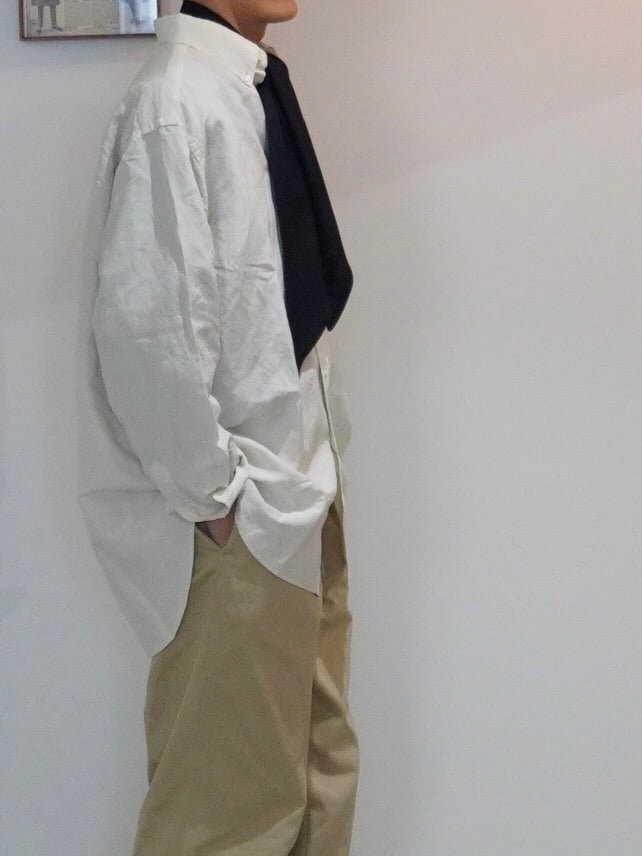 [LENO] BUTTON DOWN SHIRT ECRU リノ シルク/リネン ボタンダウンシャツ エクリュ - apartir Online Store アパルティール セレクトショップ