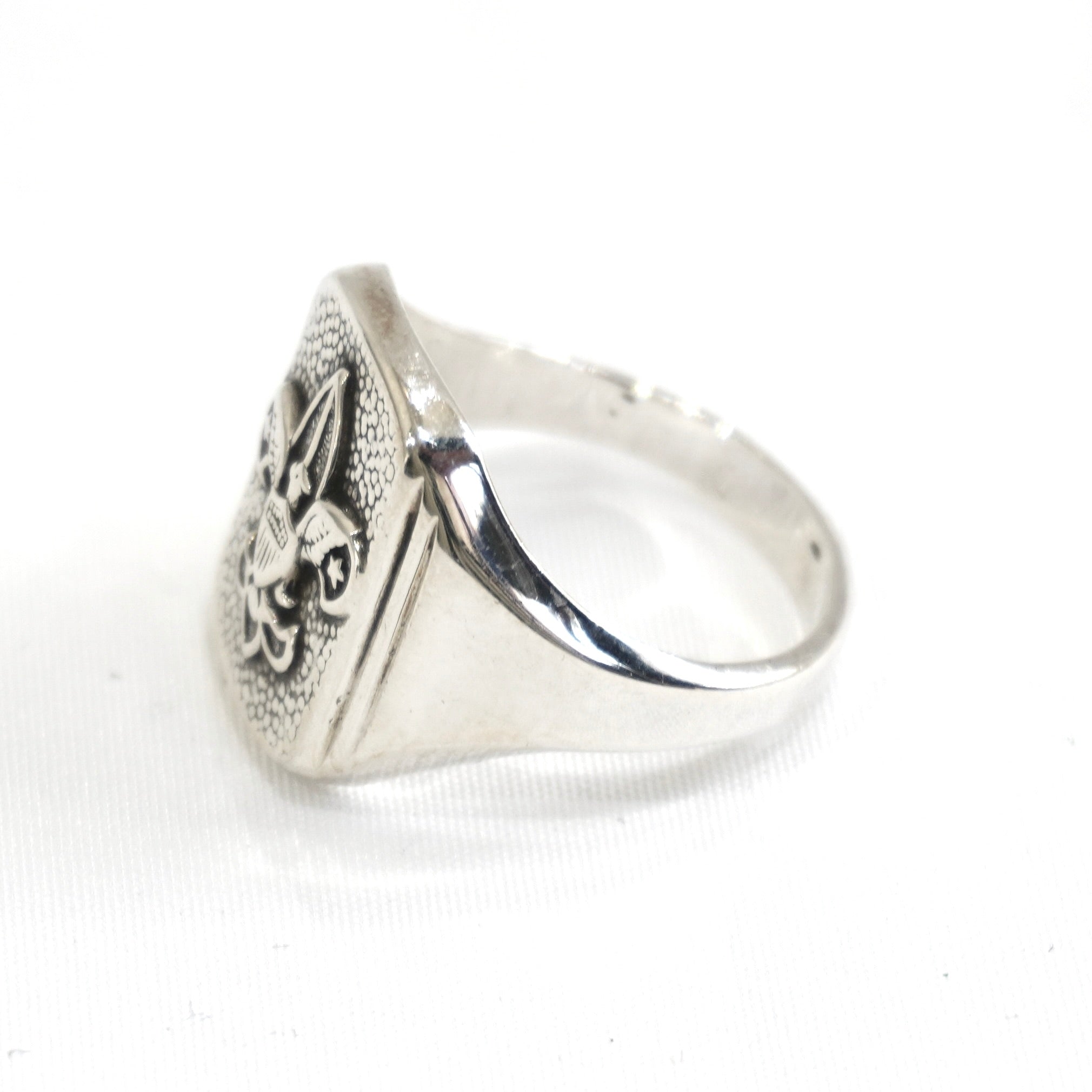 40's France vintage シグネットリング　silver925 OLD] Vintage 925 Silver Signet Ring – Floral & Bird Motif